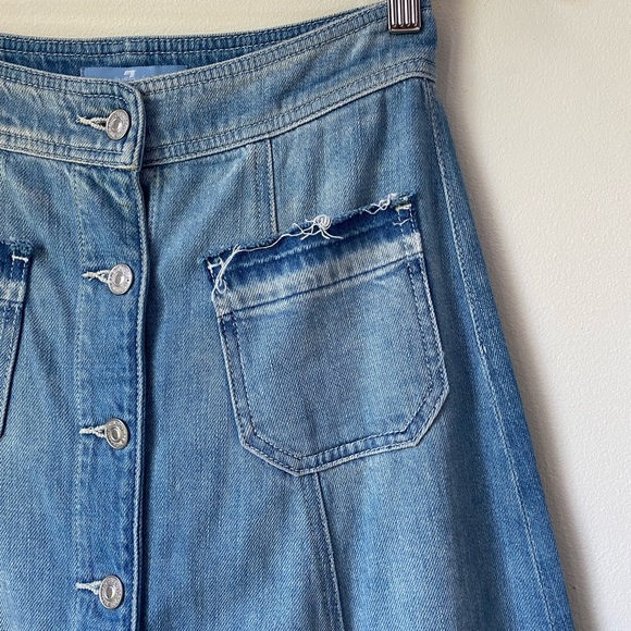 7 FOR ALL MANKIND Button-Front Flowy Denim Midi Skirt (6) - Picture 4 of 9